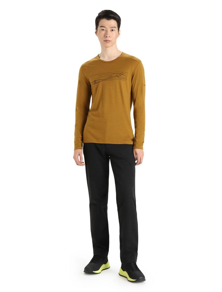 Clove Icebreaker Merino 200 Oasis Long Sleeve Crewe Ski Stripes Men's Base Layers | AU 1368MQZA